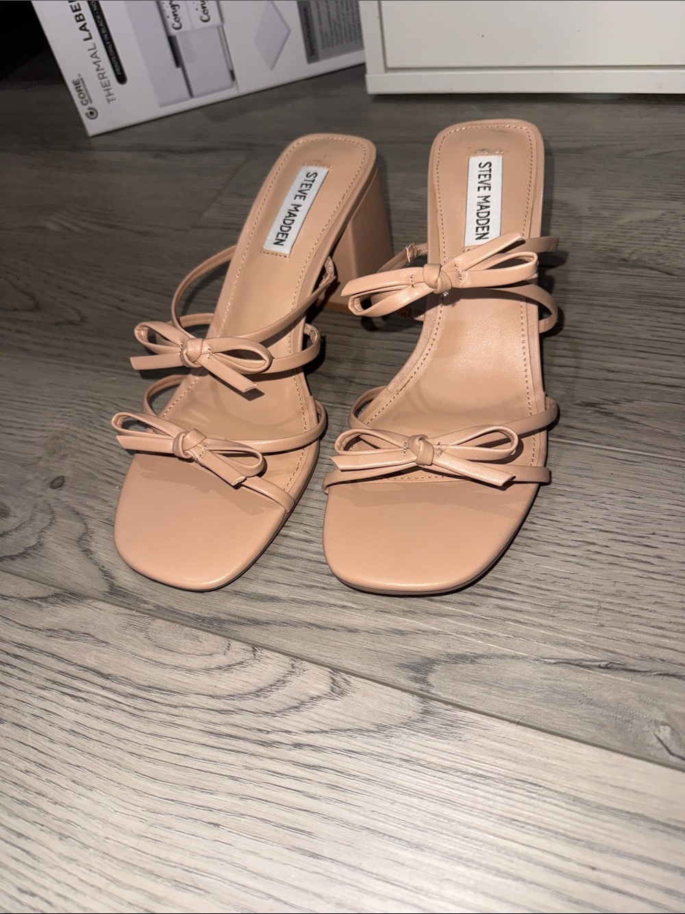 Steve Madden Blush Bow-Strap Block Heel Sandals